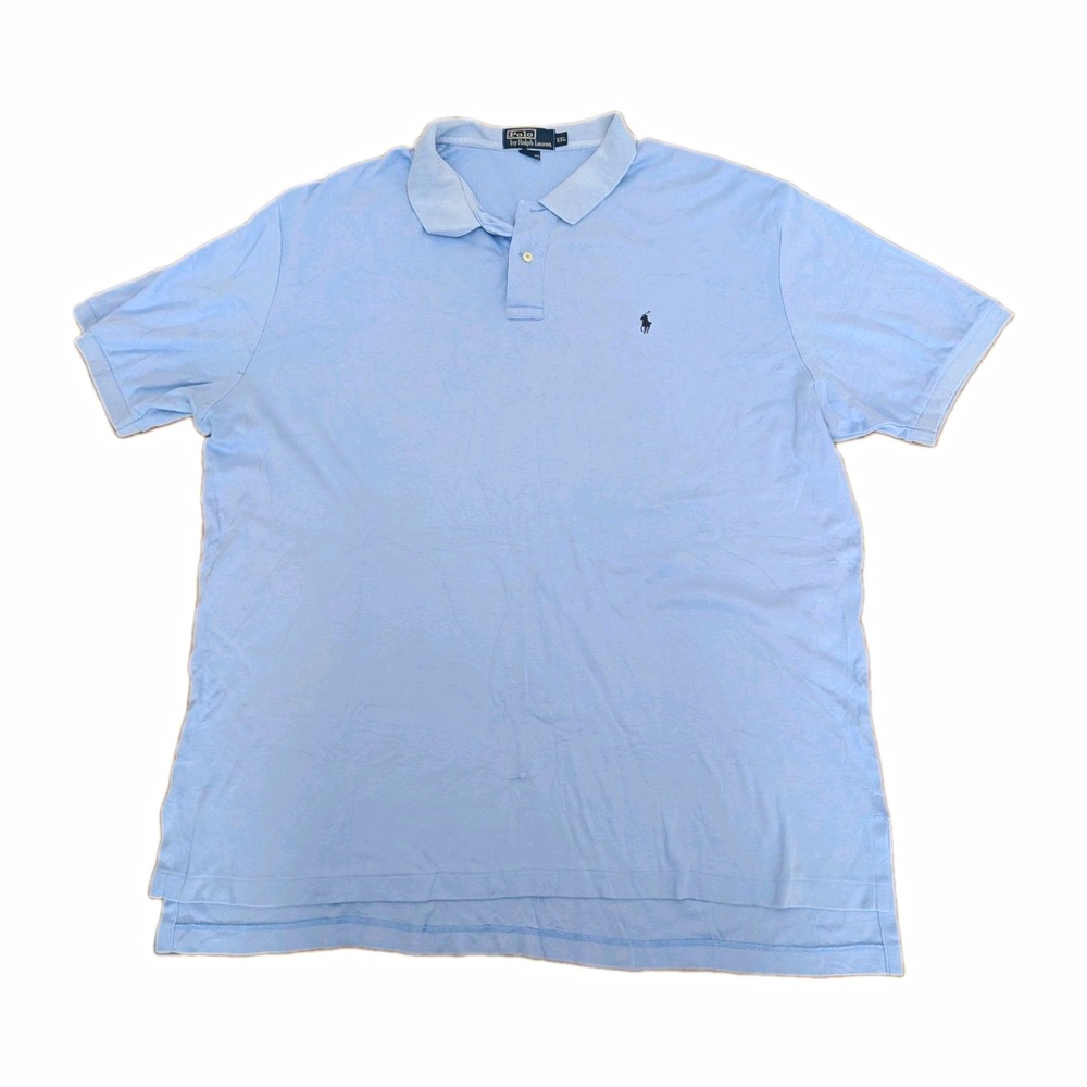 Polo Ralph Lauren Polo Shirt Mens 2XL Blue Solid Embroidered Logo Cotton Preppy
